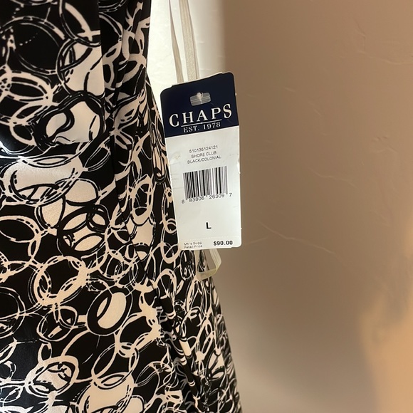 Chaps size Lg black and white print sleeveless stretch dress. - Picture 4 of 7